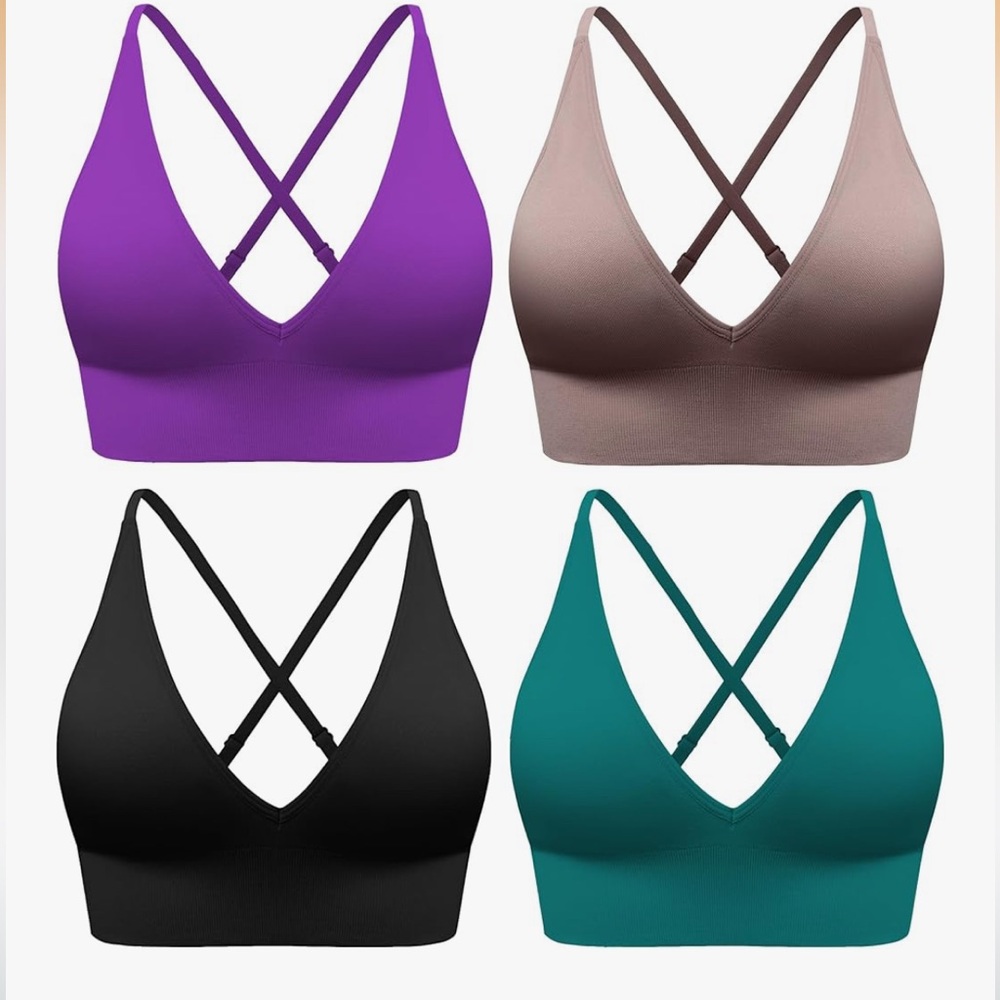 Evercute ⭐️NWT⭐️ Size Large  4 Pack Adjustable Deep V Neck -Wireless
